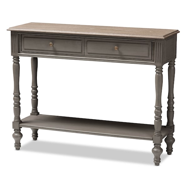 Baxton Studio Noemie Country Cottage Farmhouse Brown Finished 2-Drawer Console Table 146-8184 - main